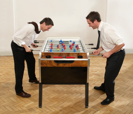 Foosball board game, football, mini soccer with poles, rods.