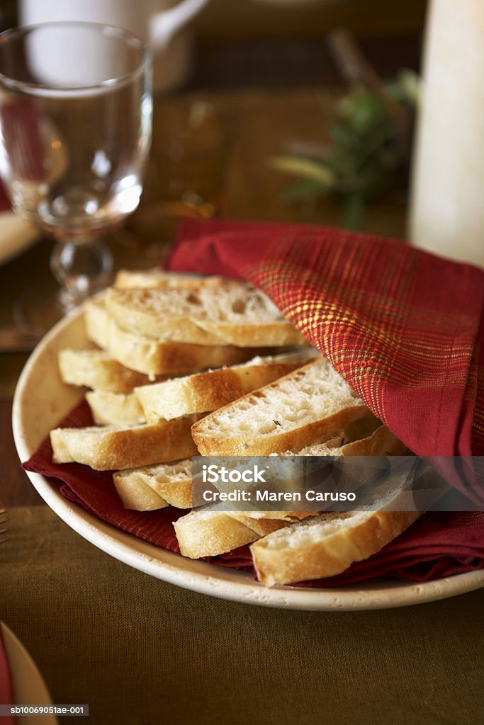 Fresh sliced bread on plate, close-up  Bread Stock Photo