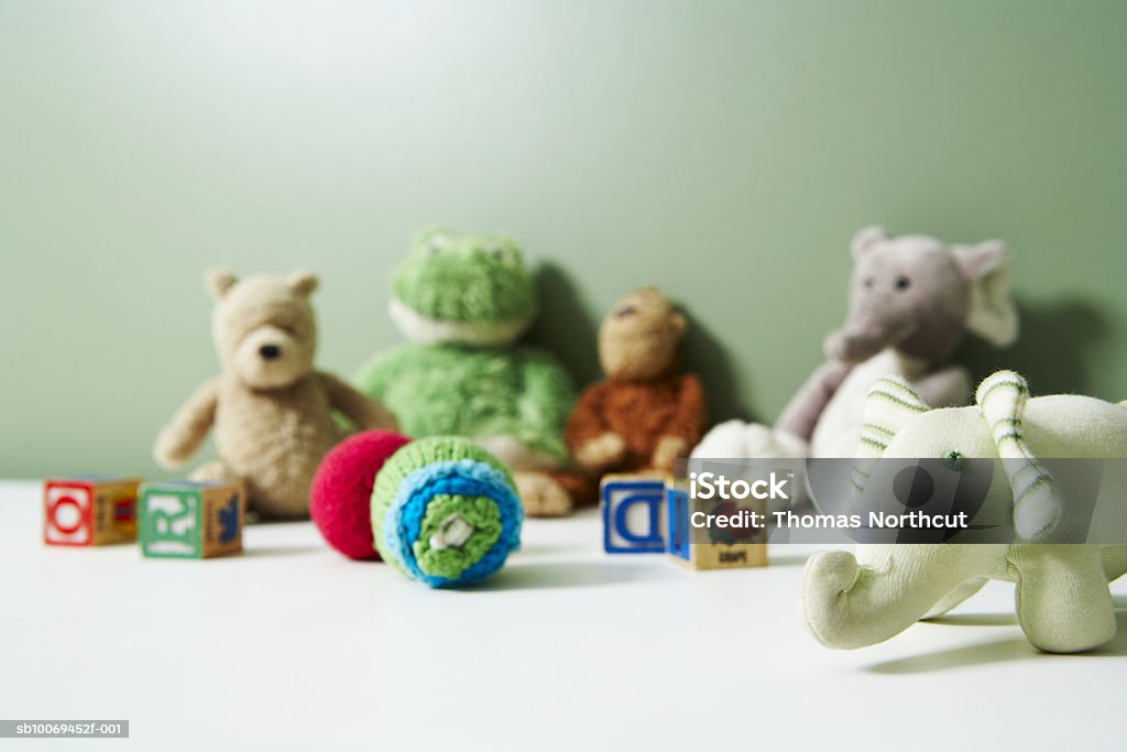 Various soft toys  Elephant Stock Photo