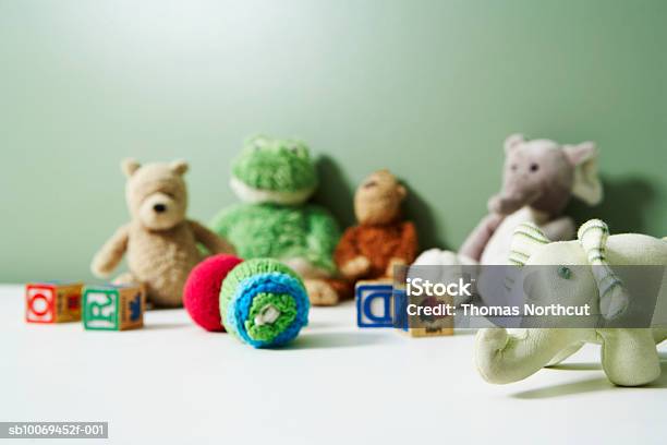 Various Soft Toys Stock Photo - Download Image Now - Elephant, Toy Block, Absence