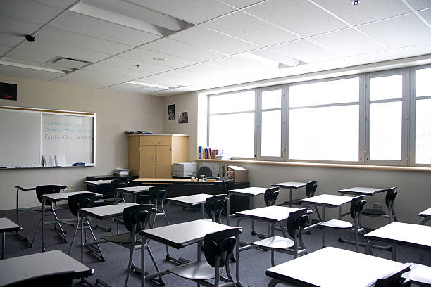 High school classroom USA, Washington State, Bellevue, Interlake High School no people stock pictures, royalty-free photos & images