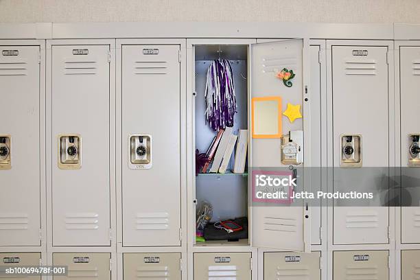 Open Locker In High School Stock Photo - Download Image Now - Locker, School Building, Education