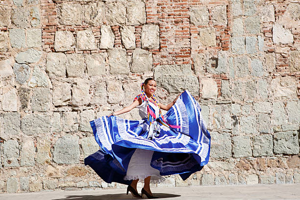 mexico, oaxaca, istmo, woman in traditional dress dancing - traditional clothing ストックフォトと画像