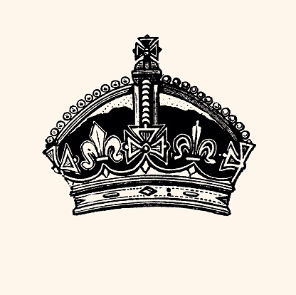 Queen Victoria's crown in 1887. Vintage engraving circa late 19th century. Digital restoration by Pictore.