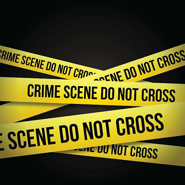 POLICE TAPE Crime scene do not cross tape. murder stock illustrations