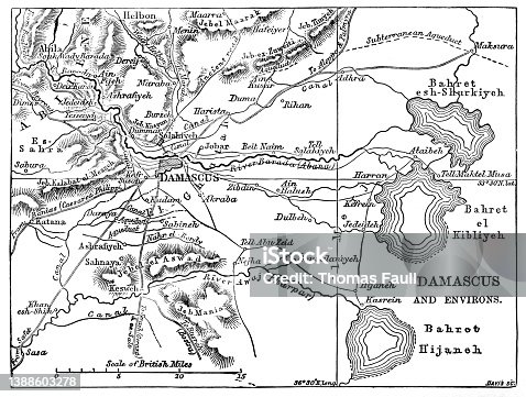 istock 19th Century Map of Damascus 1388603278