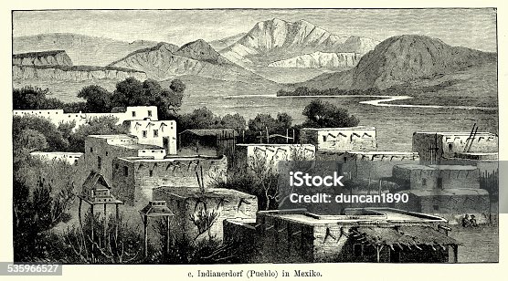 istock 19th Century Mexico - Pueblo Indian village 535966527
