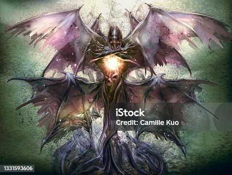 istock 2d digital illustration character creature design concept of ancient vampire with doubled wing evil scary creepy figures like smoky element 1331593606