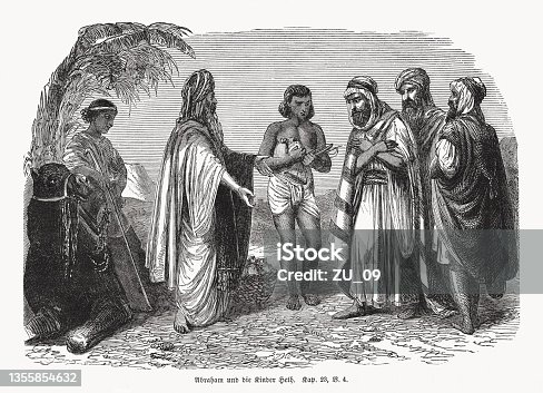 istock Abraham asks for a tomb for Sarah, woodcut, published 1862 1355854632