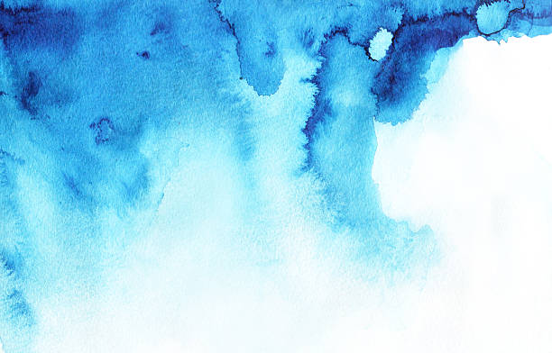Abstract blue watercolor background image Blue watercolor texture. Stains, splashes and smudges for your design water borders stock illustrations
