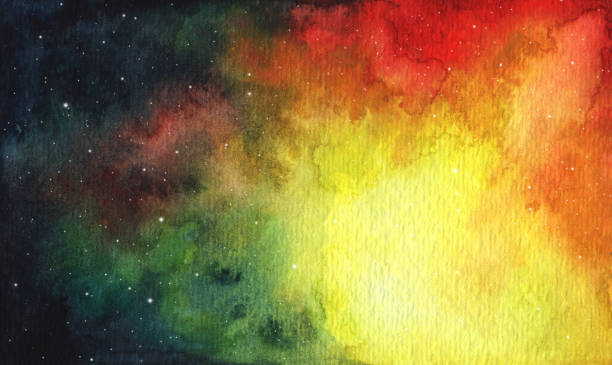ilustrações de stock, clip art, desenhos animados e ícones de abstract bright colorful universe. nebula night starry sky in rainbow colors. - milky way