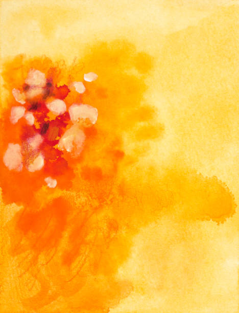 Abstract floral or flames burst orange watercolor background vector art illustration