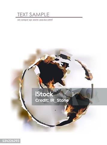 istock Abstract globe, Ripped paper background with flames 534226293