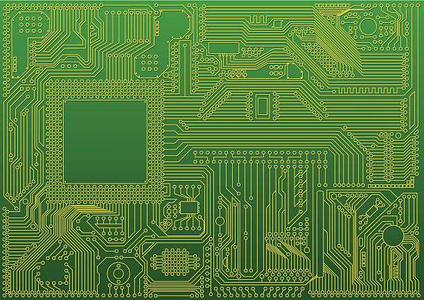 Abstract microchip background Abstract electronic circuit board background with chip. mother board stock illustrations