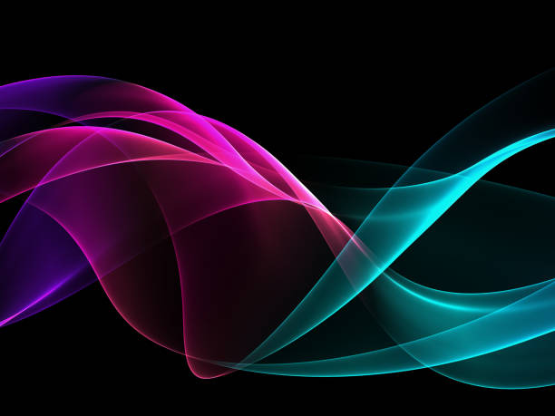 Abstract multi color waves Abstract multi color waves on neutral black background. 3D rendered image. smoke on black stock illustrations