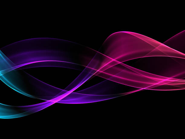Abstract multi color waves Abstract multi color waves on neutral black background. 3D rendered image. smoke on black stock illustrations