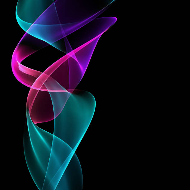 Abstract multicolored waves Abstract multi colored waves on neutral black background. smoke on black stock illustrations