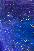 istock Abstract night starry sky, dark blue space background. Watercolor texture pattern 1319161706