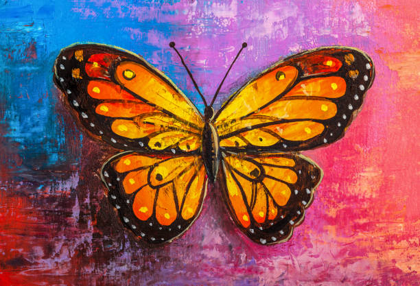ilustraciones, imágenes clip art, dibujos animados e iconos de stock de pintura abstracta mariposa - mariposa monarca