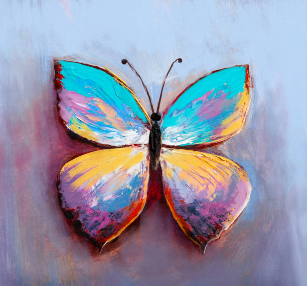 abstract painting butterfly Oil painting of  Butterfly pink monarch butterfly stock illustrations