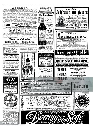 istock Ads from 1892 in a German magazine 1296156089