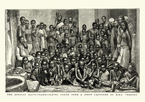 アフリカの奴隷貿易, HMS ウンディーネによって救出解放奴隷, 1884 - イラスト素材...