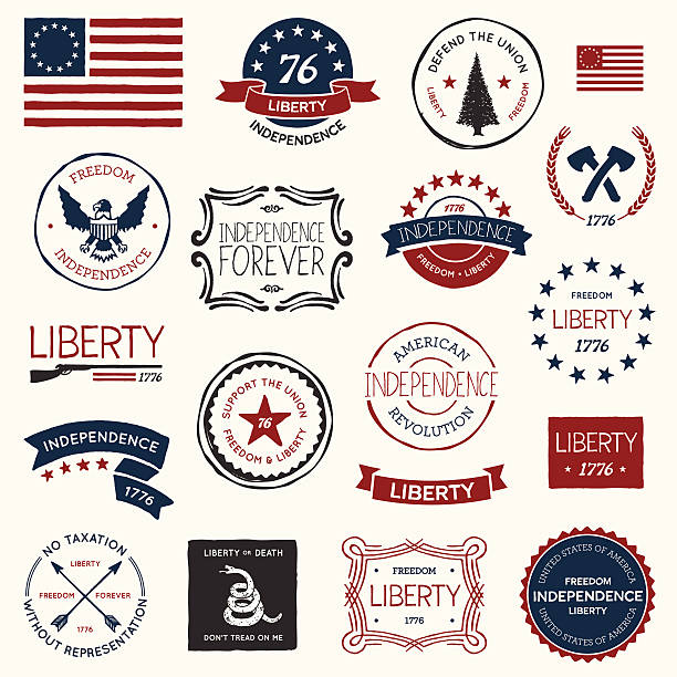 American revolution designs "Vintage American revolutionary war badges, labels and designs." american revolution stock illustrations