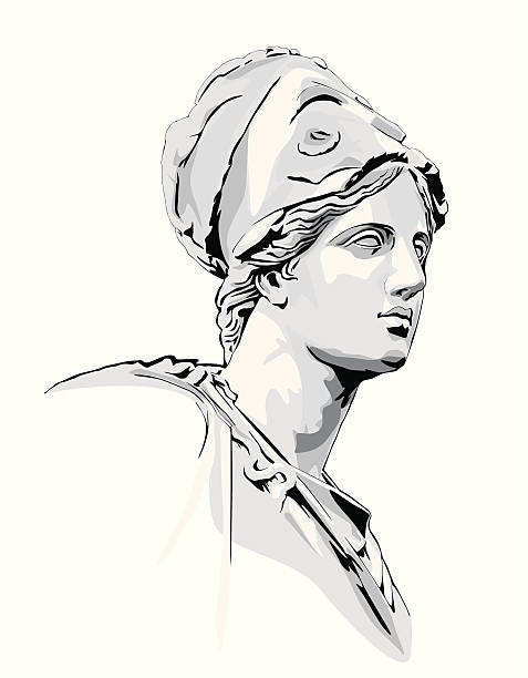 Ancient statue vector art illustration