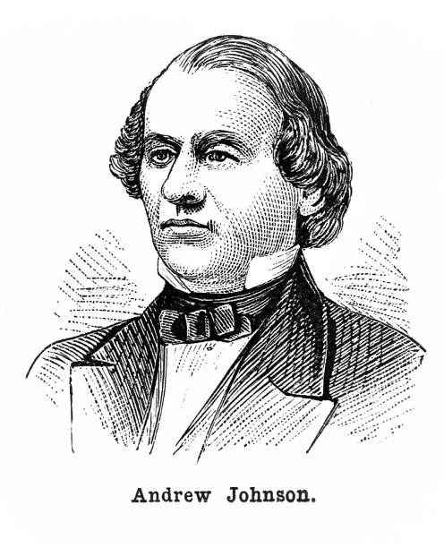 andrew johnson portrait, , 17th president of the united states, civil war, reconstruction - johnson & johnson 幅插畫檔、美工圖案、卡通及圖標