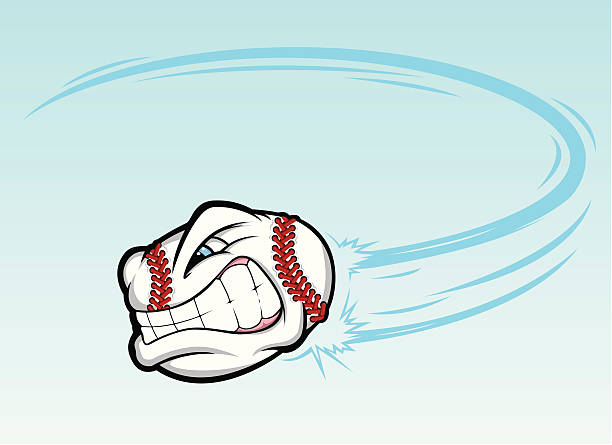 illustrazioni stock, clip art, cartoni animati e icone di tendenza di arrabbiato fastball - sphere flying