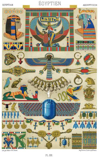 illustrazioni stock, clip art, cartoni animati e icone di tendenza di arte egizia antica: gioielli - eitan