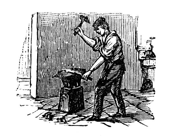 Antique engraving illustration: Blacksmith Antique engraving illustration: Blacksmith blacksmith stock illustrations