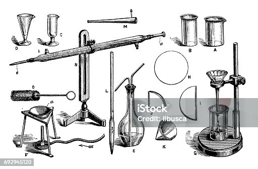 istock Antique engraving illustration: Chemistry equipment 692945120
