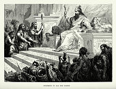 istock Antique Engraving: King Solomon in All His Glory Biblical Engraving 1300194638