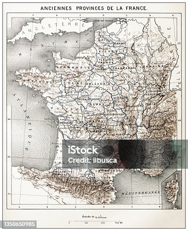istock Antique French map of Antique Provinces of France 1350650985