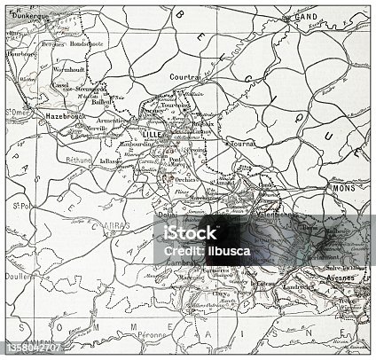 istock Antique French map of Nord (département) 1358042707