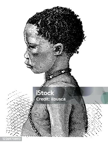 istock Antique illustration: African native, Bushmen (San people) 1226970893
