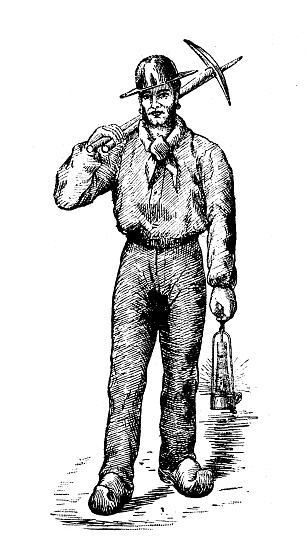 Antique illustration: Coal miner