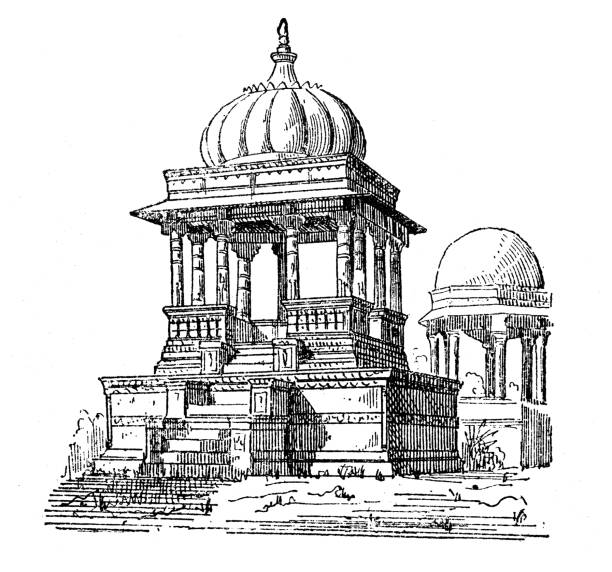 Antique illustration: Indian tomb vector art illustration