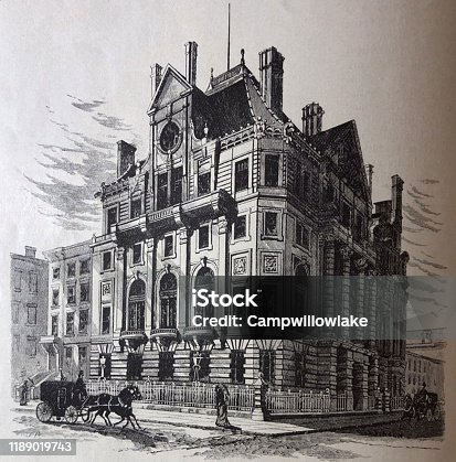istock Antique illustration - New York 1881 - The Union League Club buidling 1189019743