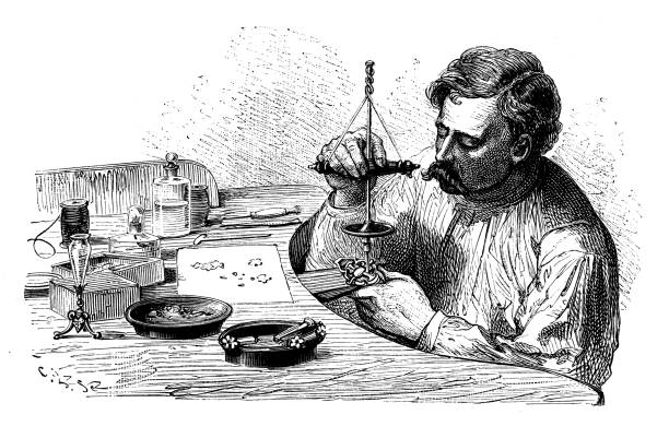 Antique illustration of 19th century industry, technology and craftsmanship: Jewellery vector art illustration