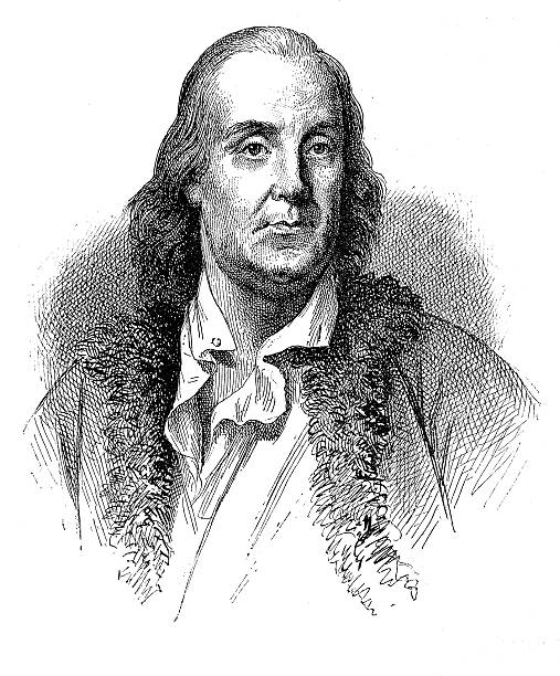 Antique illustration of Benjamin Franklin US history and American civil war: antique illustration of Benjamin Franklin benjamin franklin stock illustrations