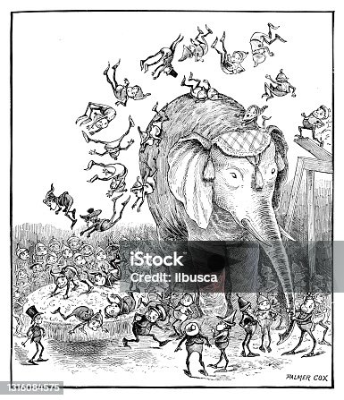 istock Antique illustration of funny cartoon comic characters ("The Brownies", 1887) 1316084575