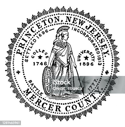 istock Antique illustration of historic towns of the middle States: Princeton, Town Seal 1281465961
