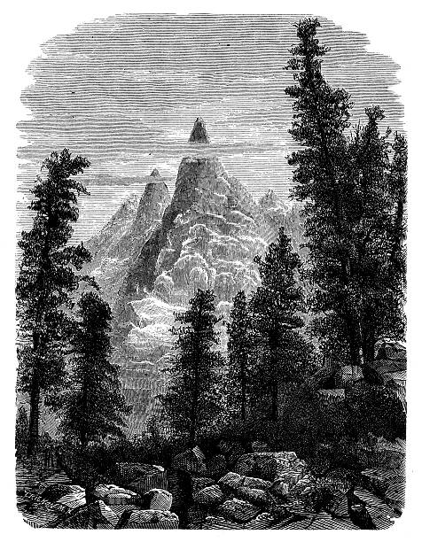 ilustrações de stock, clip art, desenhos animados e ícones de antiguidade ilustração de mont blanc - mont blanc