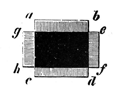 Antique illustration, physics principles and experiments, optics: Light polarization