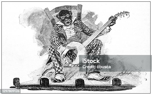 istock Antique illustration: Playing banjo 1297809126