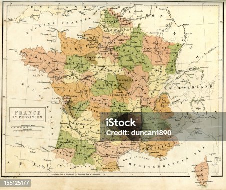 istock Antique map of France 155125177