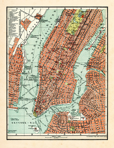 Antique map of New York City 1898
Original edition from my own archives
Source : 1898 Brockhaus