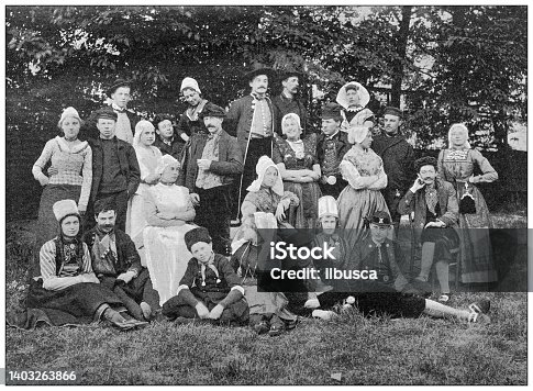 istock Antique photo: Group of Dutch people, The Hague, Netherlands 1403263866